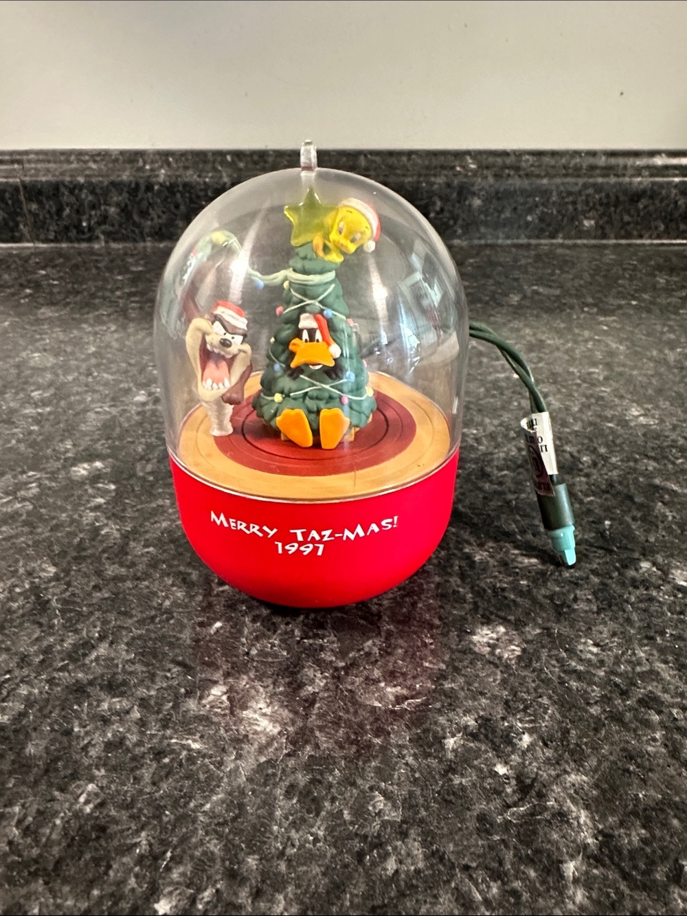 Hallmark Keepsake Ornament Merry Taz-mas 1997 Holiday Dome with Red Base
